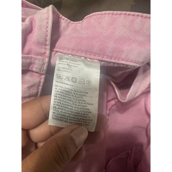 H&M Pink Denim Mini Skirt – Frayed Hem, Size 14 - Picture 8 of 8